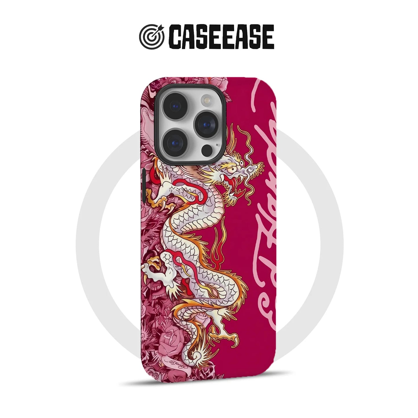 Ed Hardy White Dragon Floral Phone Case for iPhone