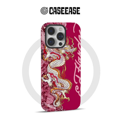 Ed Hardy White Dragon Floral Phone Case for iPhone