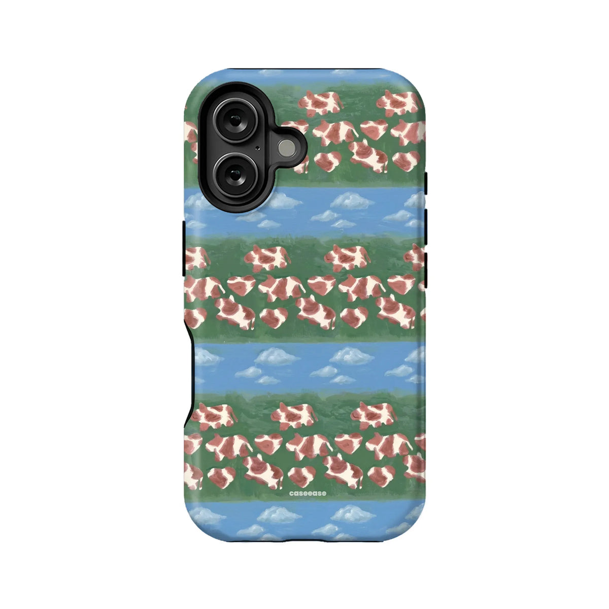 Whimsical Cow Pattern Phone Case, back view