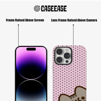 Cute Pusheen Cat Phone Case - Pink Polka Dot Design