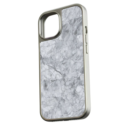 Holographic Chrome Marble Phone Case for iPhone 15 Pro - Elegant Stone Design