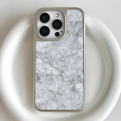 Holographic Chrome Marble Phone Case for iPhone 15 Pro - Elegant Stone Design