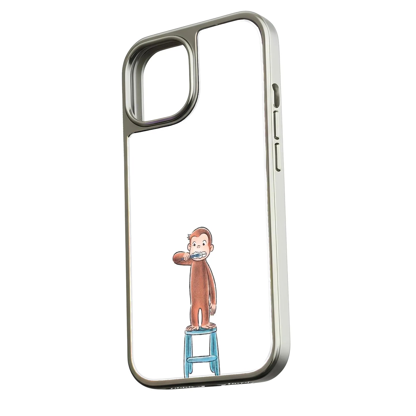 Funda para teléfono con George el curioso cepillándose los dientes