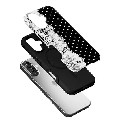 Chic Polka Dot and Lace Phone Case