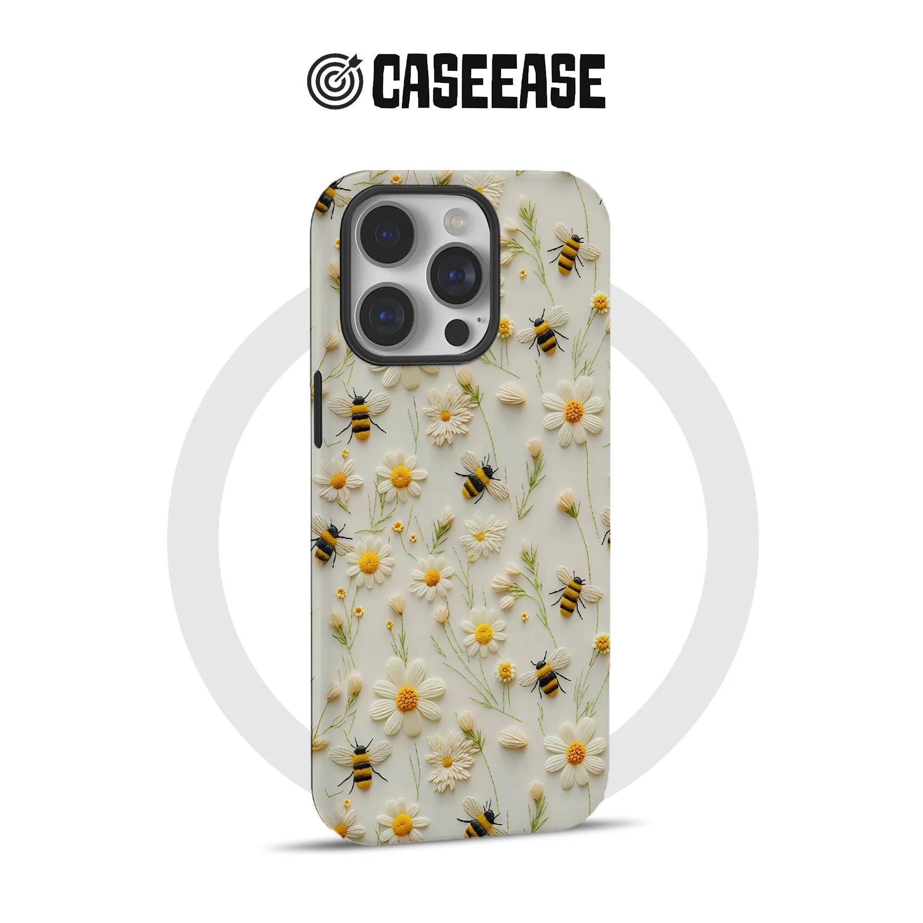 Floral Bee Phone Case - Nature Inspired Design