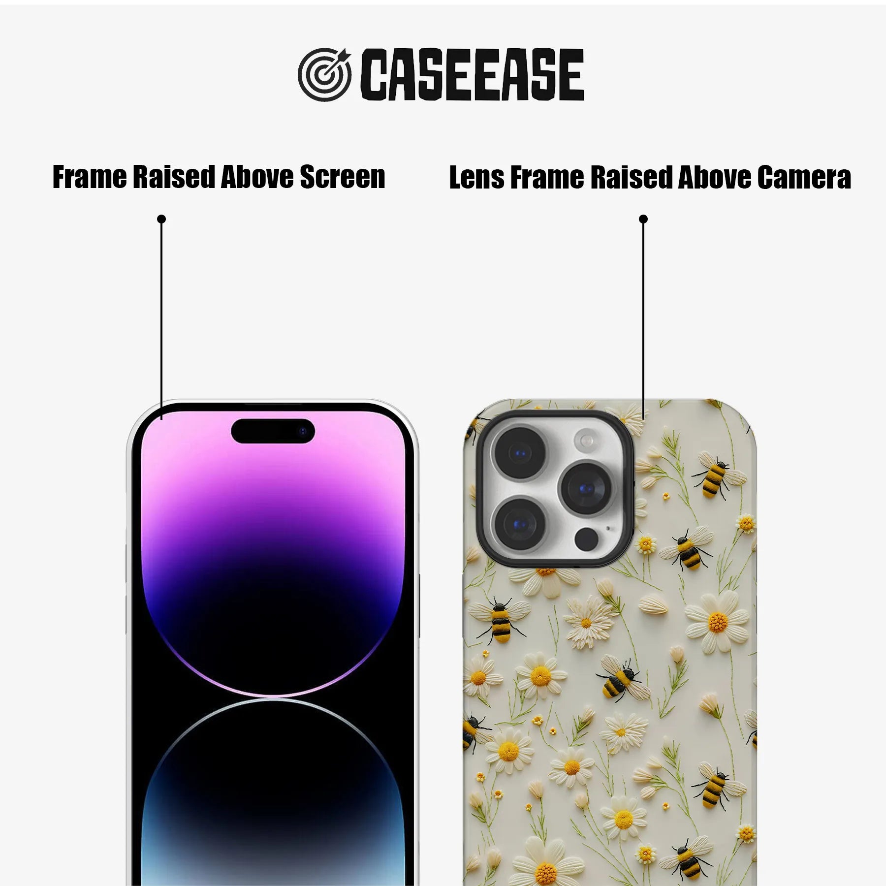 Floral Bee Phone Case - Nature Inspired Design