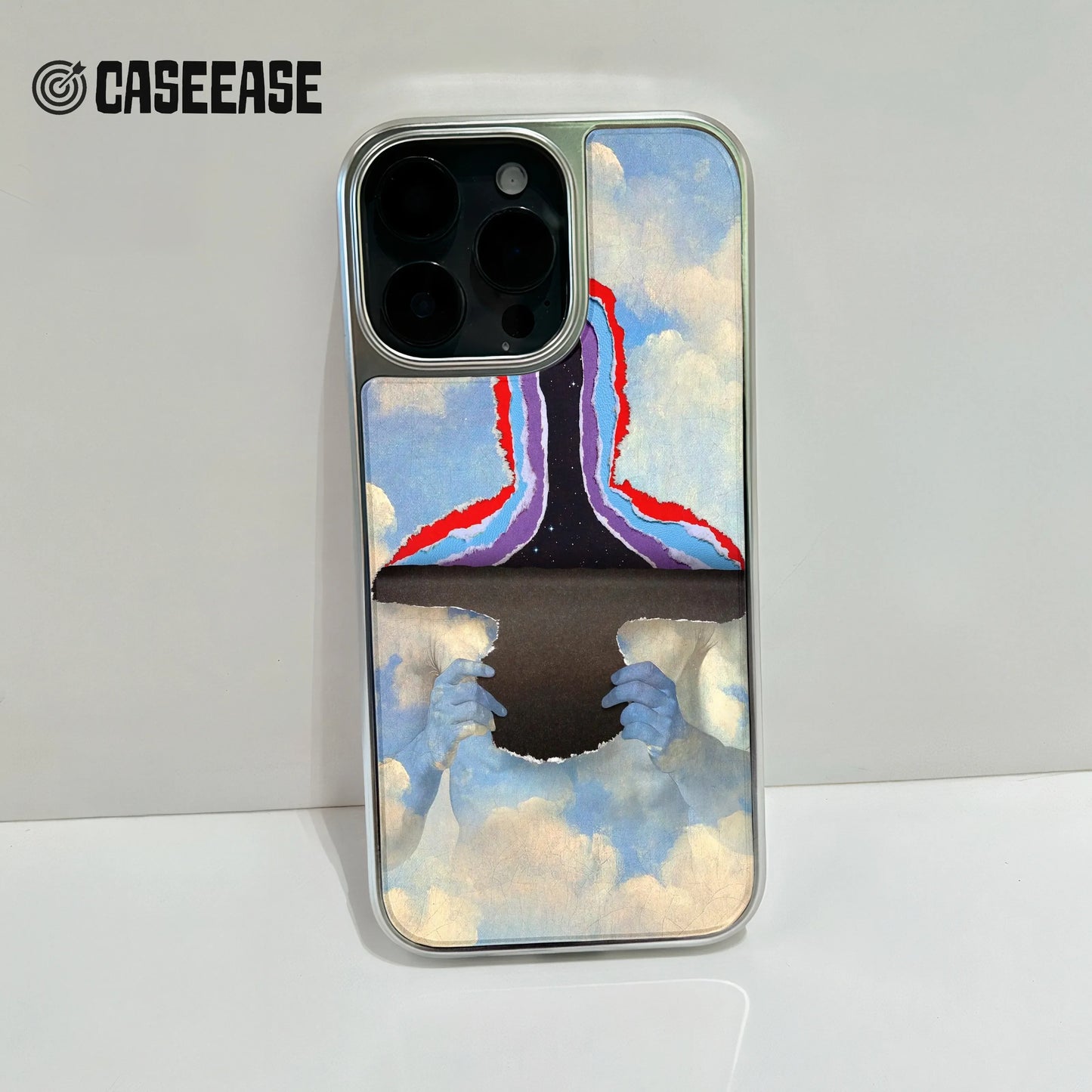 Holographic Chrome iPhone 15 Pro Case - Cosmic Reveal Design