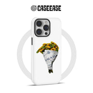 Elegante funda para teléfono con ramo de girasoles – Diseño Prada de lujo