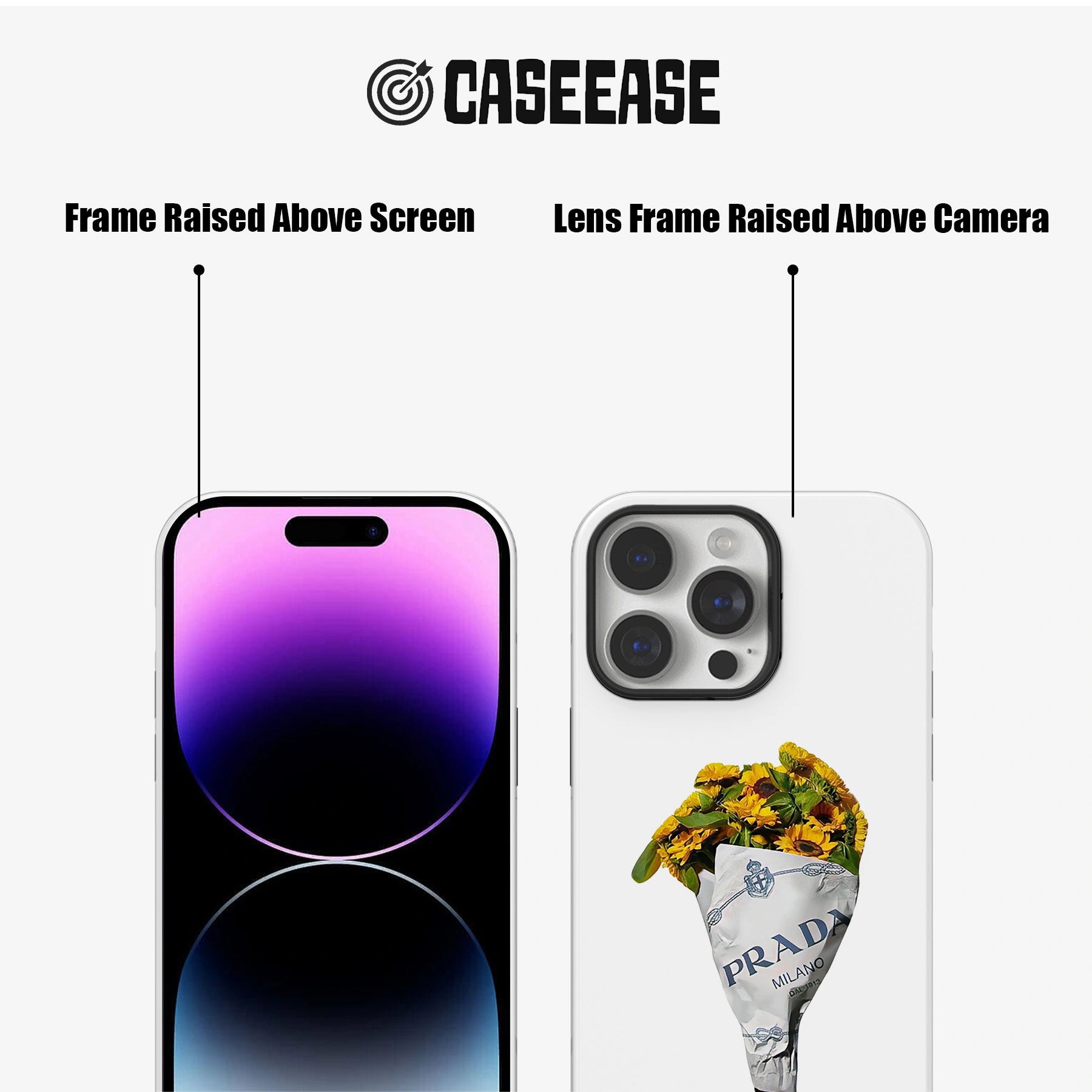 Elegante funda para teléfono con ramo de girasoles – Diseño Prada de lujo