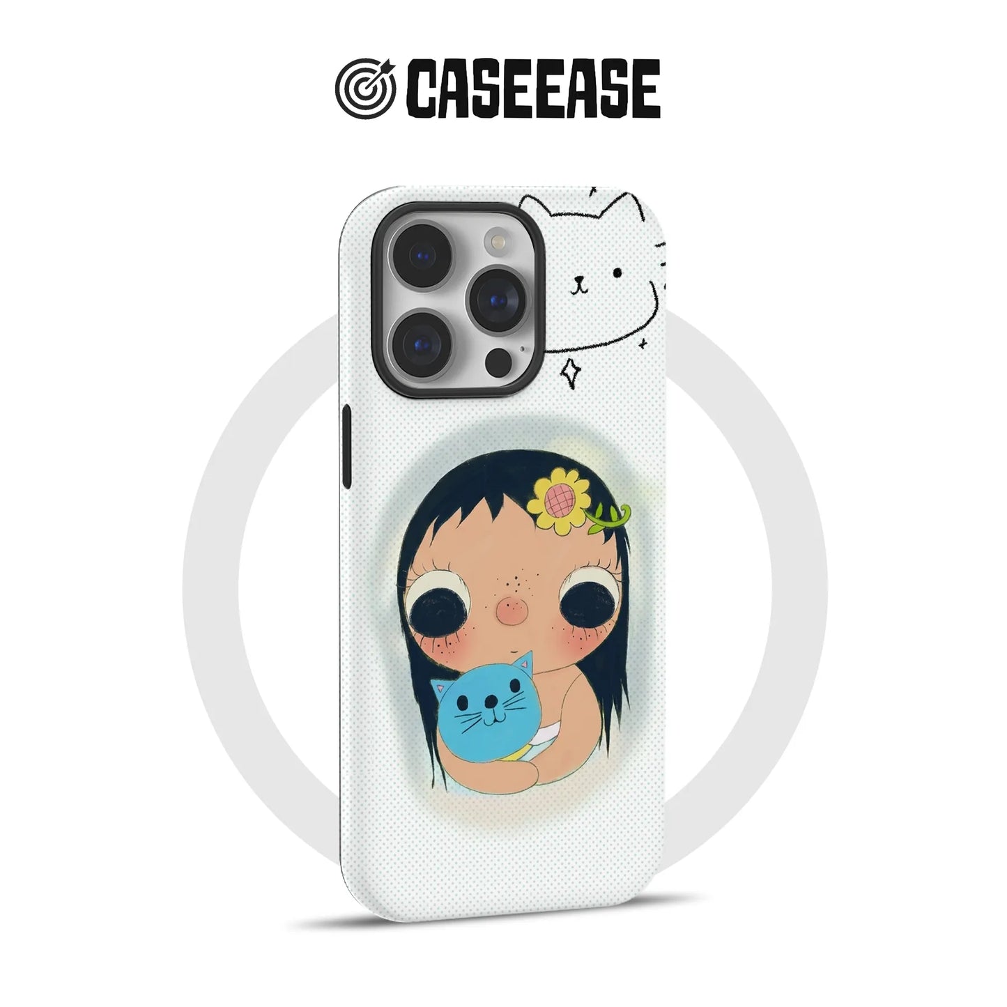 Cute Cat and Girl Phone Case