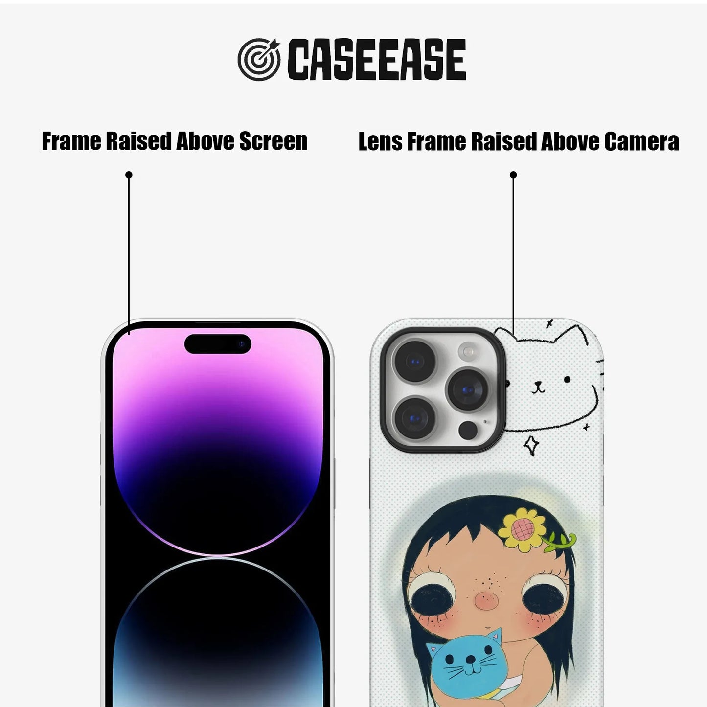 Cute Cat and Girl Phone Case