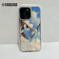 Holographic Chrome Phone Case for iPhone 15 Pro - Dreamy Hammock Cloud Design