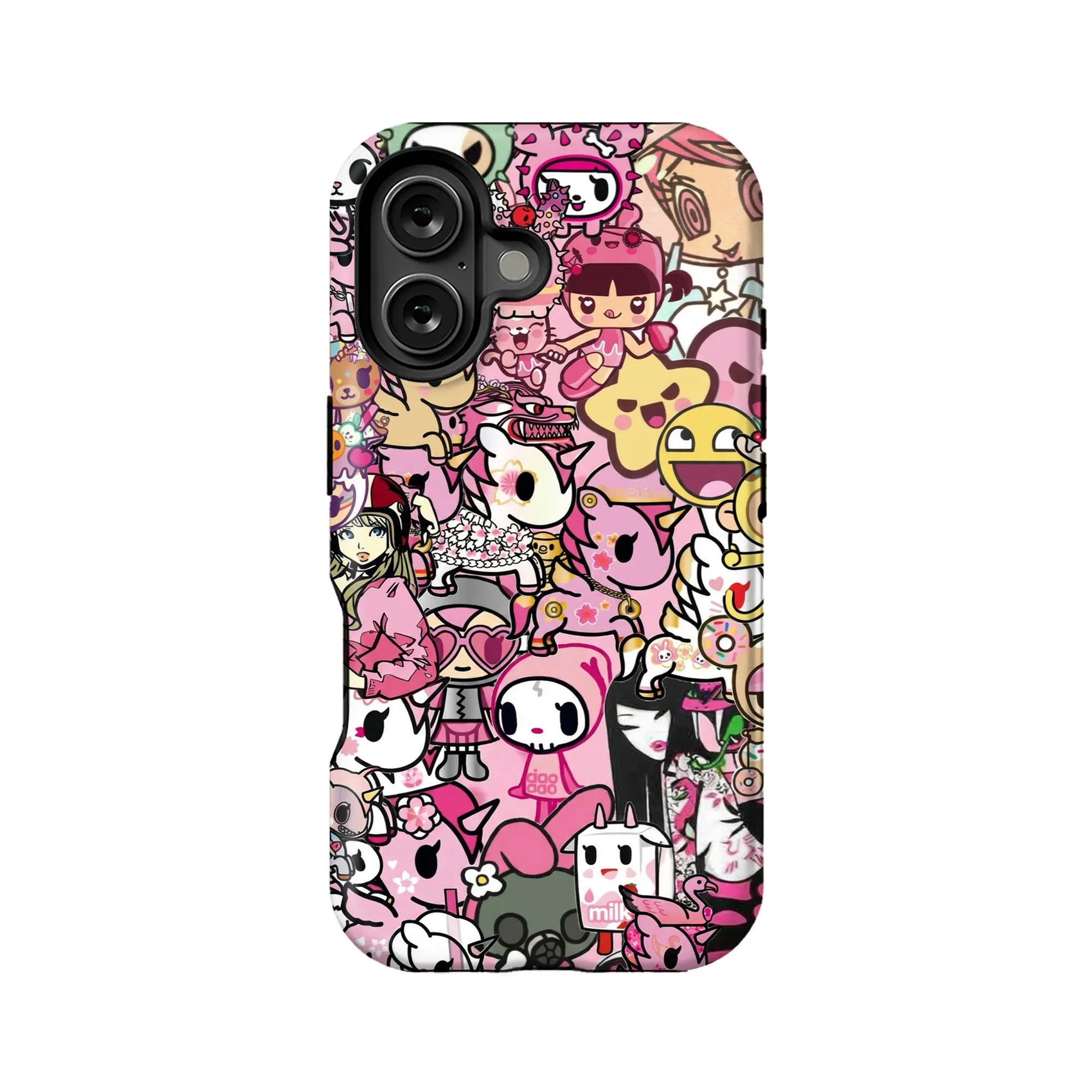 Funda para teléfono con personaje de dibujos animados rosa de moda