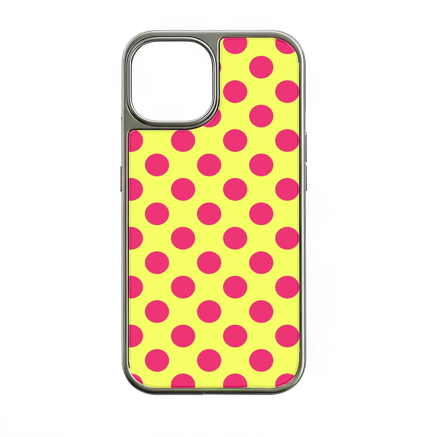 Funda para teléfono con lunares holográficos cromados - Amarillo vibrante y rosa