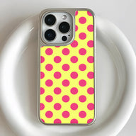 Funda para teléfono con lunares holográficos cromados - Amarillo vibrante y rosa
