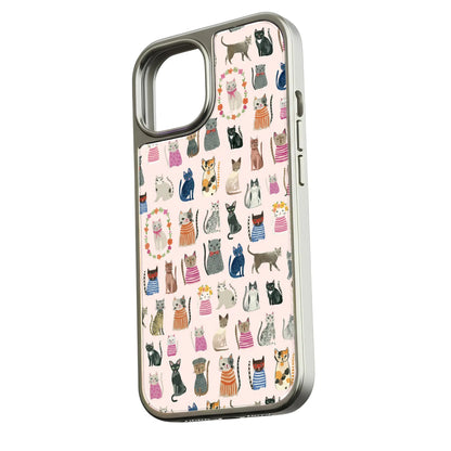 Holographic Chrome Cat Phone Case - Whimsical Feline Design