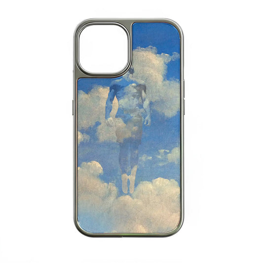 Holographic Chrome Phone Case for iPhone 15 Pro - Celestial Cloud Design