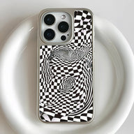 iPhone 15 Pro용 홀로그램 크롬 폰 케이스 - 착시 디자인