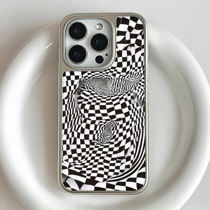 iPhone 15 Pro용 홀로그램 크롬 폰 케이스 - 착시 디자인