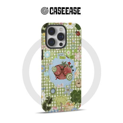 Love Bug Green Gingham Phone Case