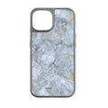 Holographic Chrome iPhone 14 Pro Phone Case - Elegant Marble Design with Gold Accents