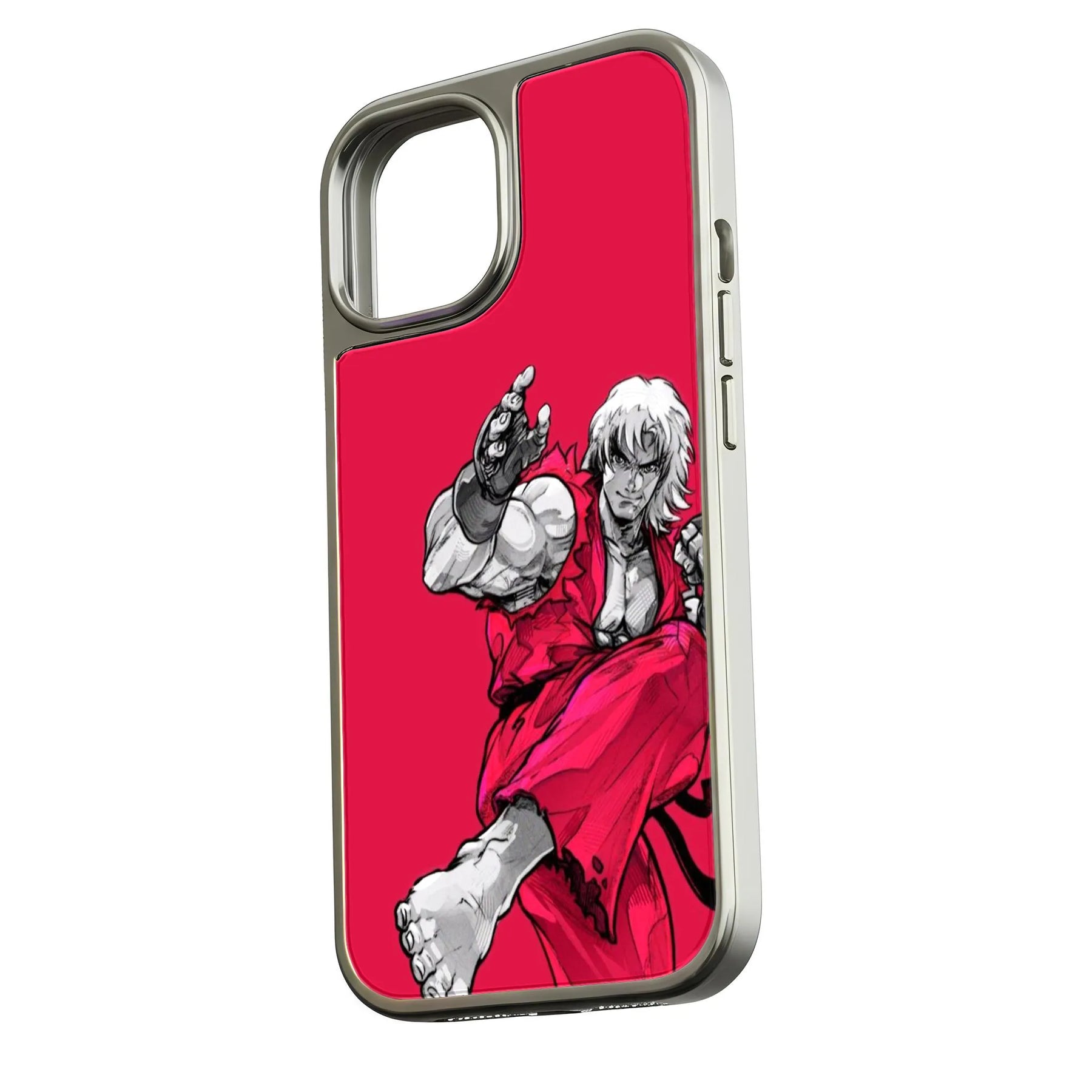 Funda holográfica cromada para teléfono: diseño inspirado en Street Fighter