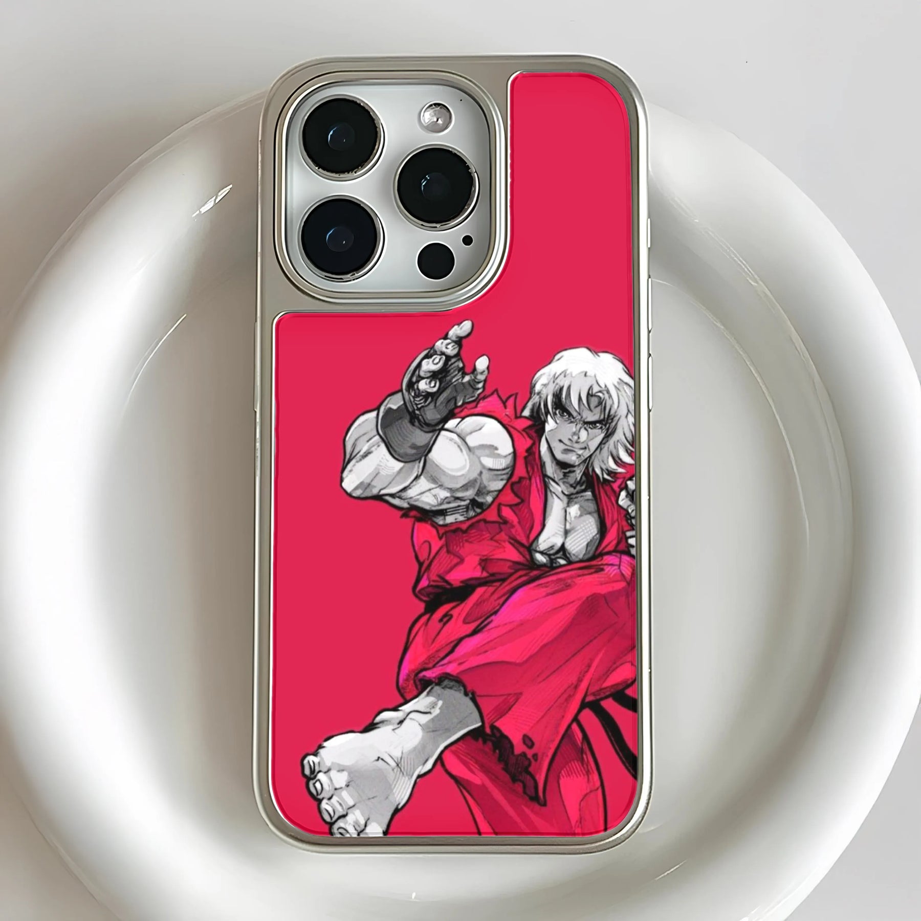 Funda holográfica cromada para teléfono: diseño inspirado en Street Fighter