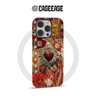 Funda para teléfono con collage de corazones y sol bohemios