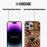 Funda para teléfono con collage de corazones y sol bohemios