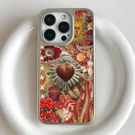 Funda artística holográfica cromada para teléfono: vibrante diseño de corazón y sol