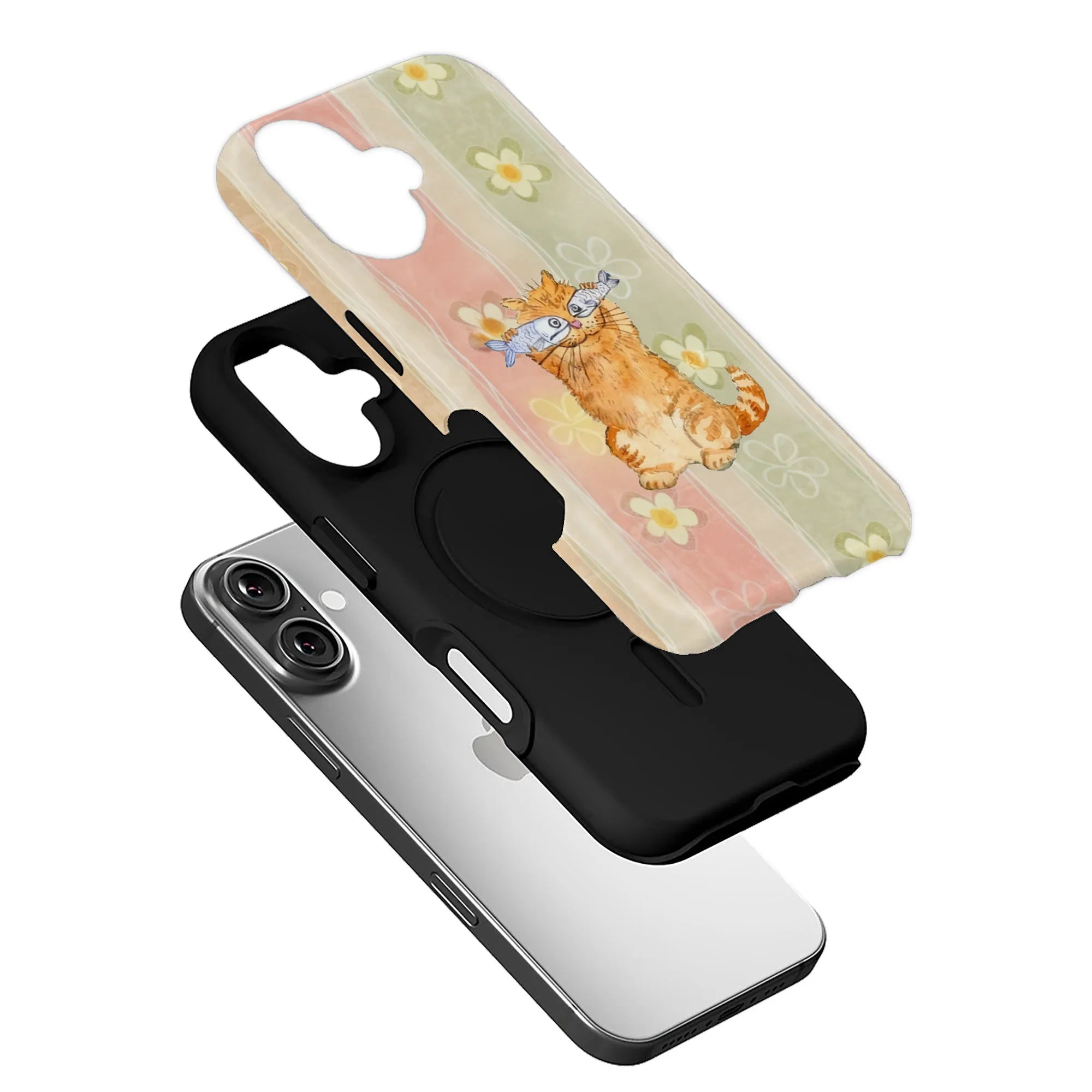 Cute Cat Phone Case with Fish Design