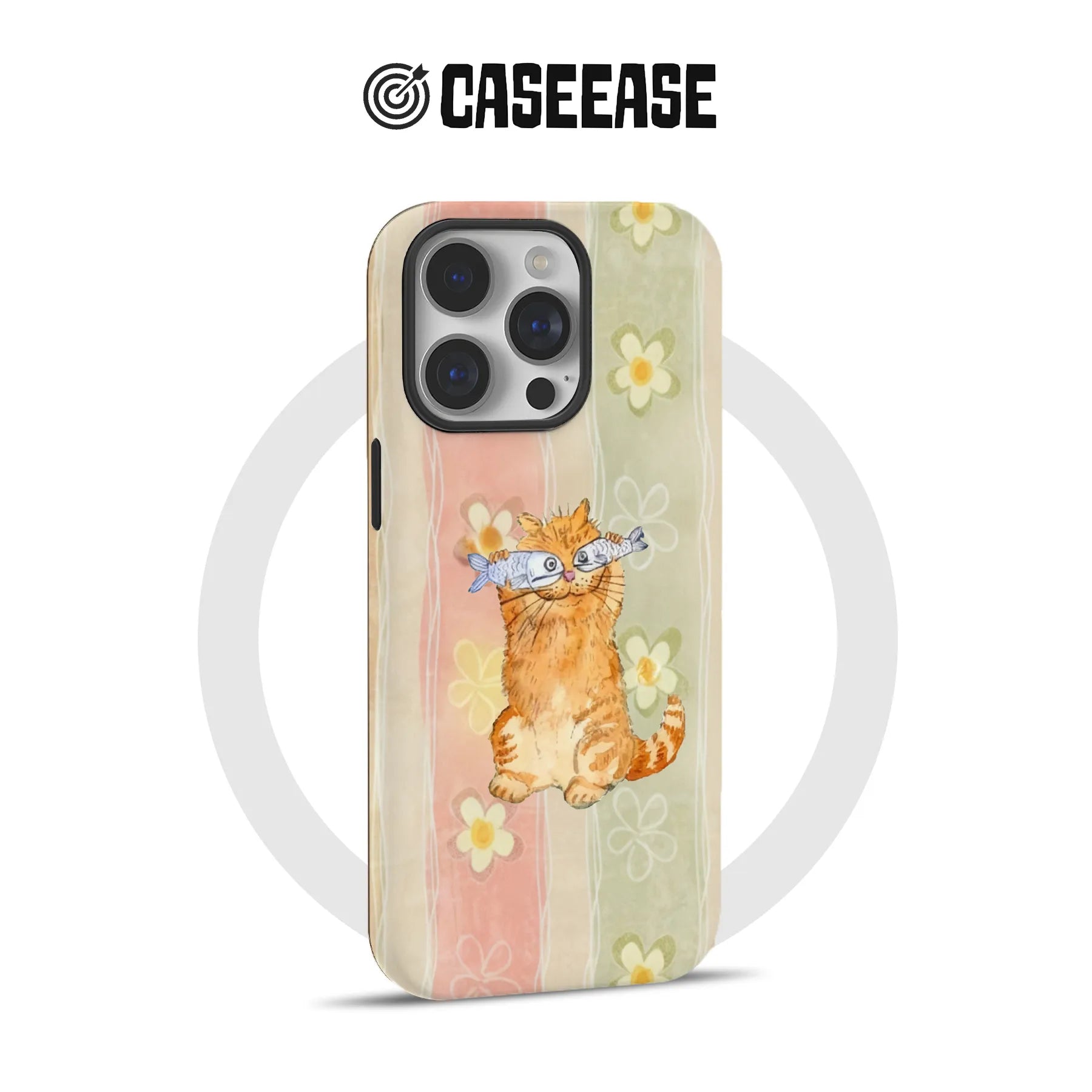 Cute Cat Phone Case with Fish Design