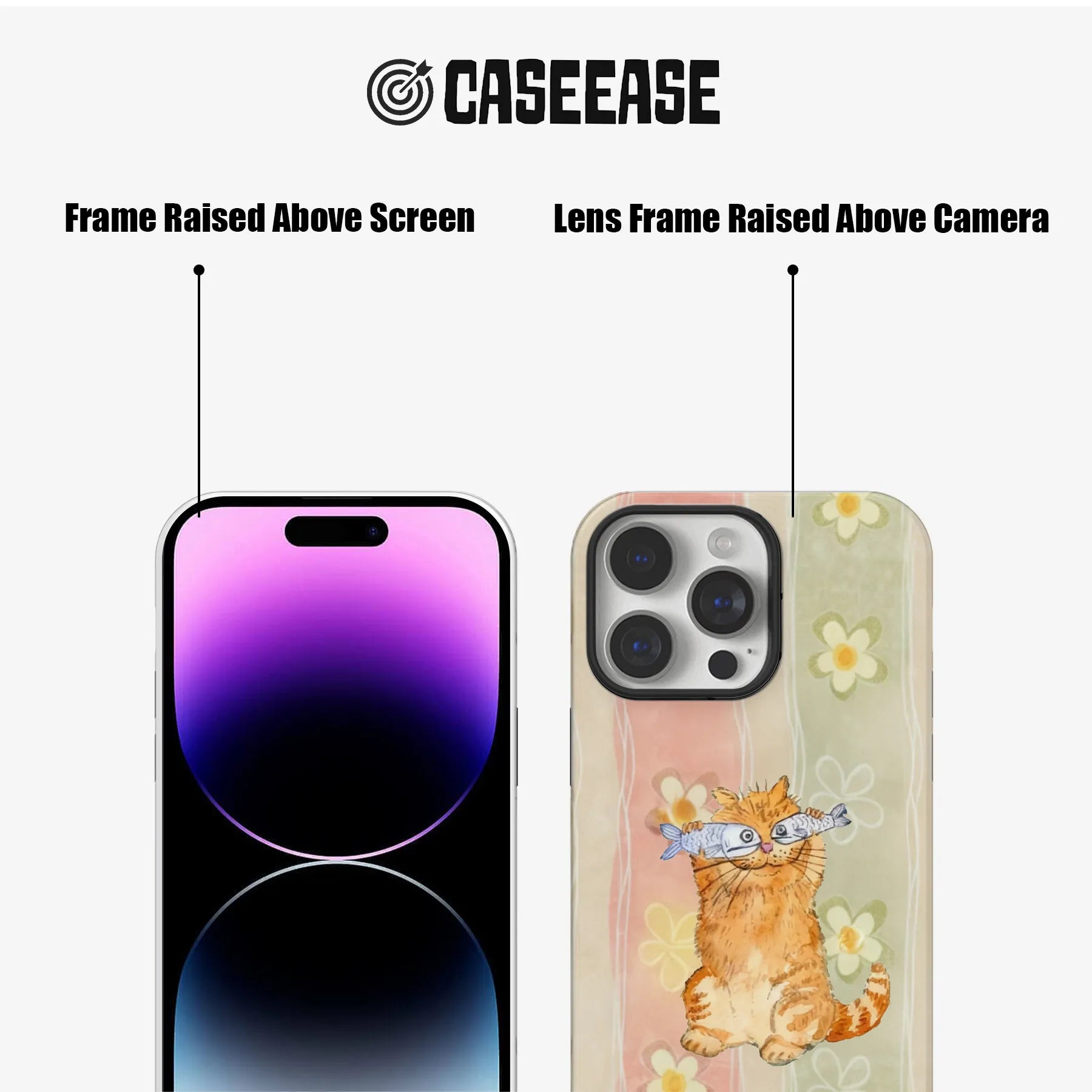 Cute Cat Phone Case with Fish Design