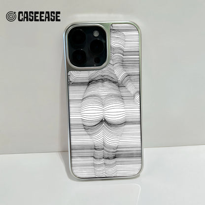 Funda holográfica cromada para iPhone 14 - Diseño artístico a rayas