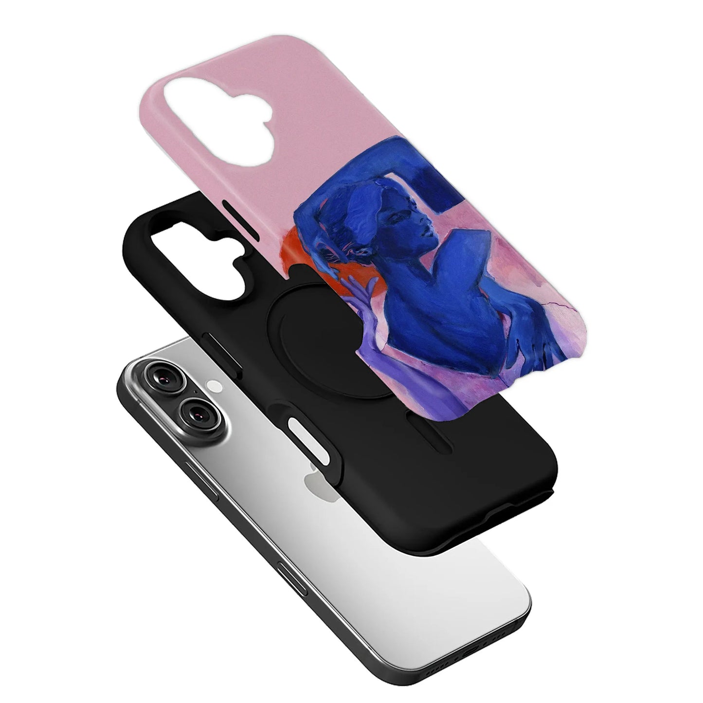 예술적인 핑크와 블루 추상 휴대폰 케이스