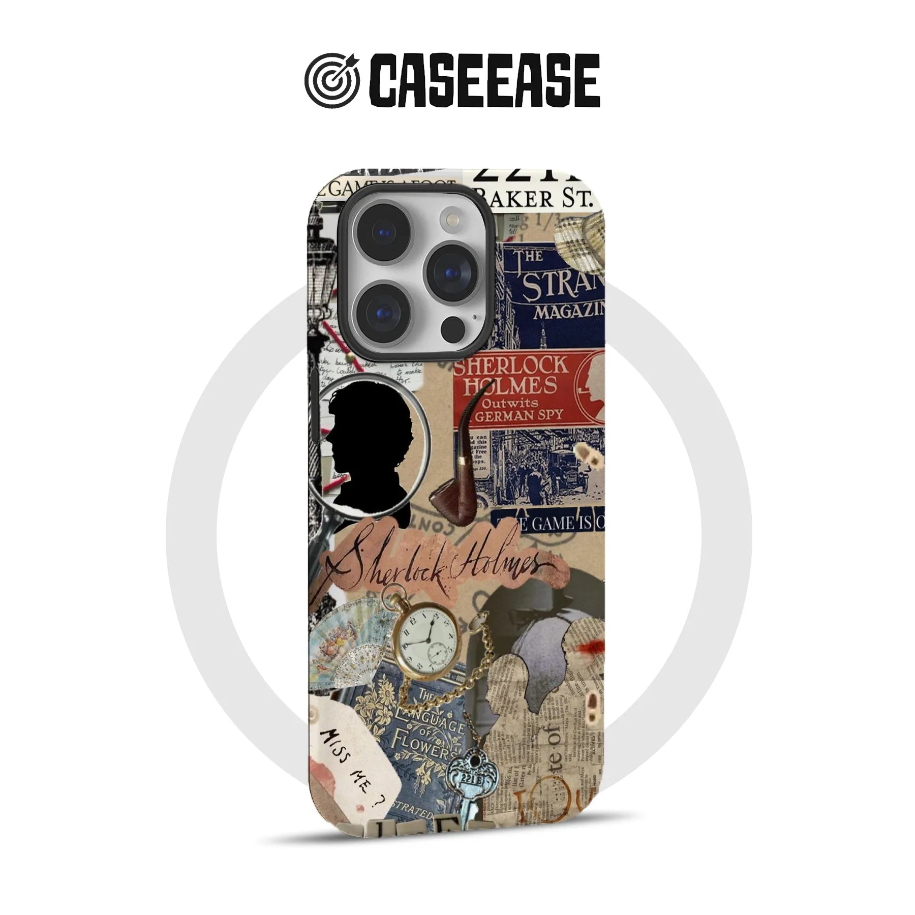 Funda para teléfono con collage vintage de Sherlock Holmes
