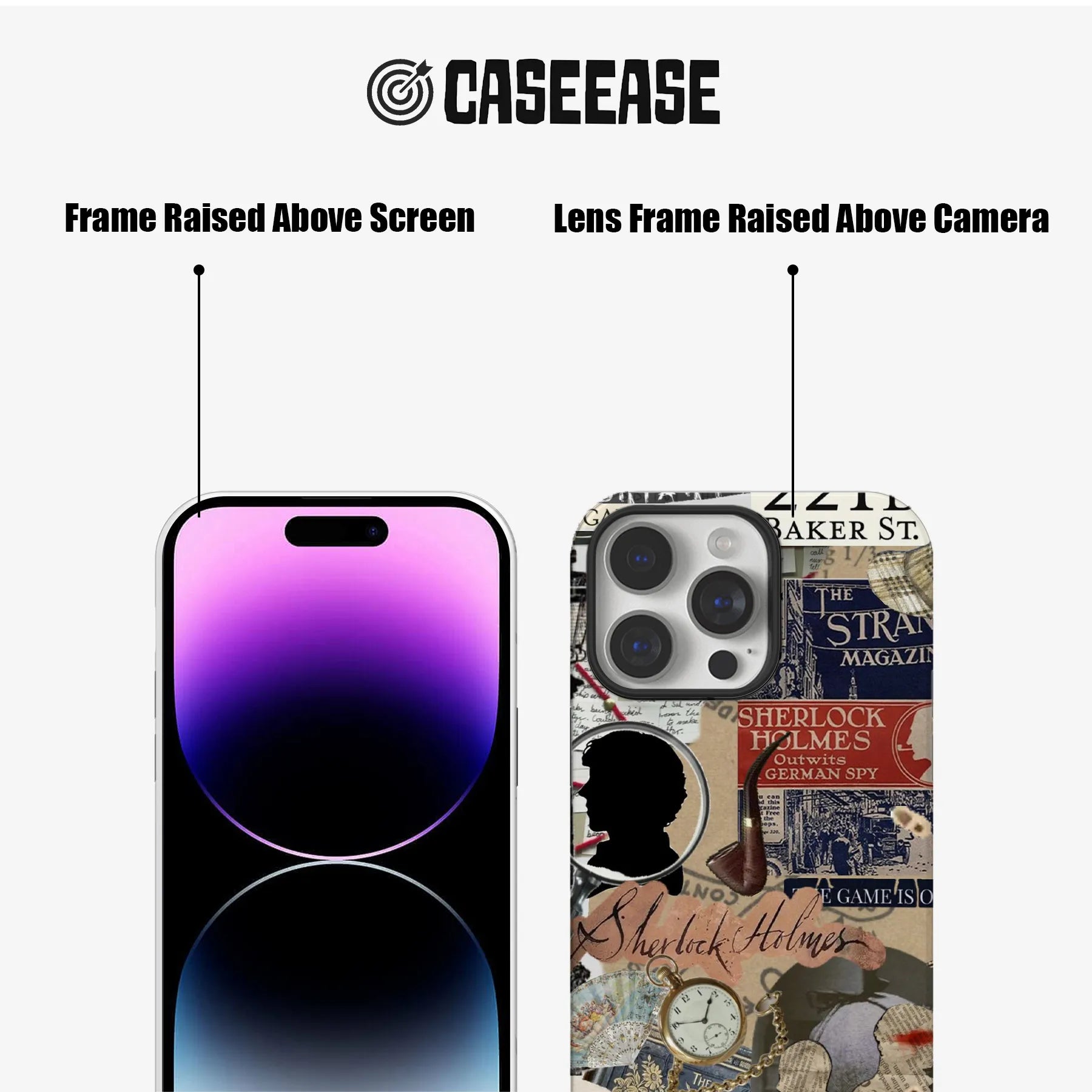 Funda para teléfono con collage vintage de Sherlock Holmes