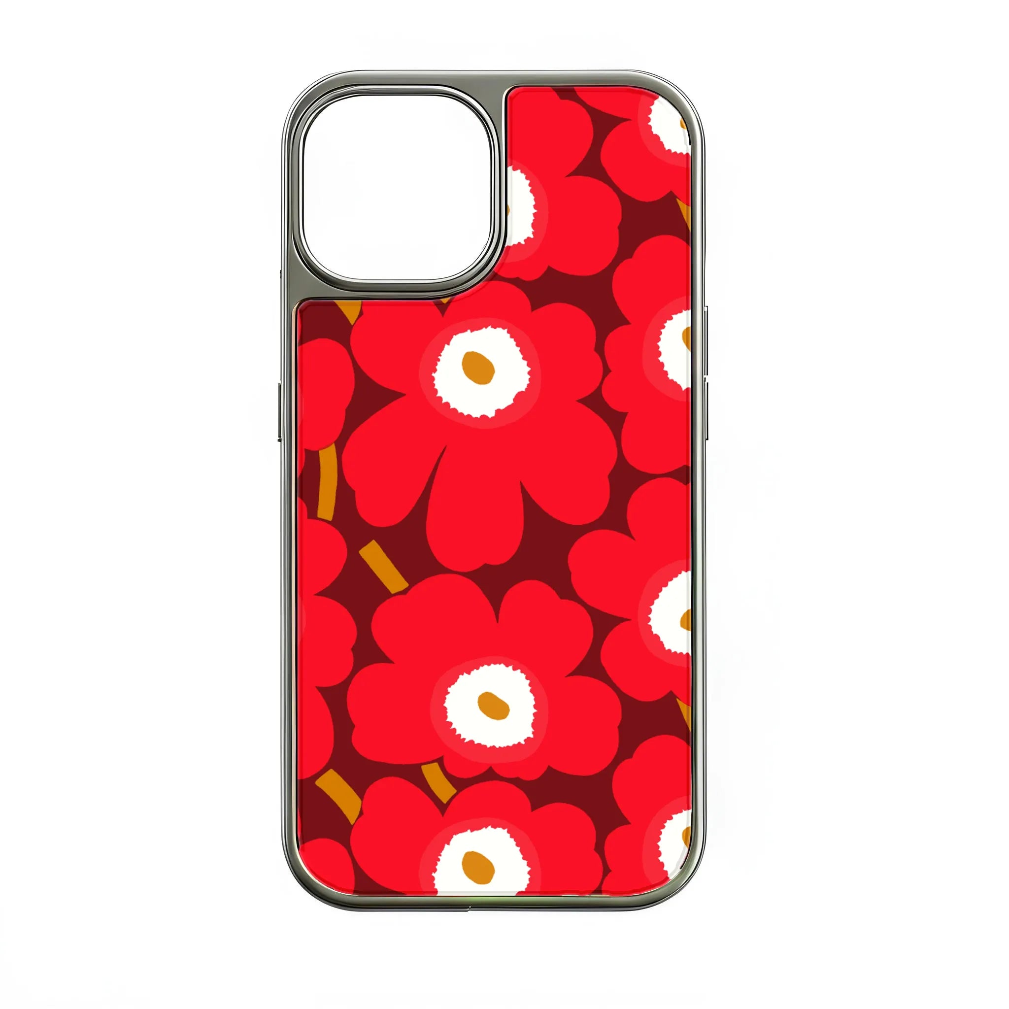 Holographic Chrome iPhone 15 Pro Case - Floral Print Design