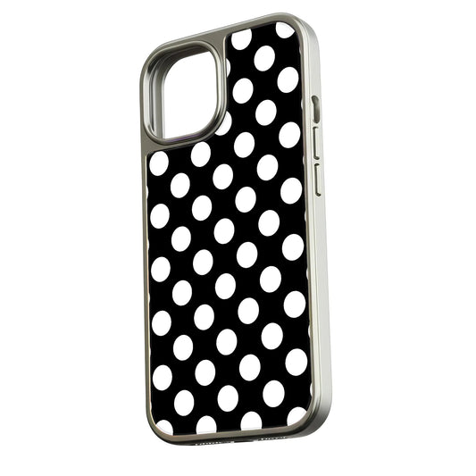 Holographic Chrome Polka Dot Phone Case - Classic Black & White Design