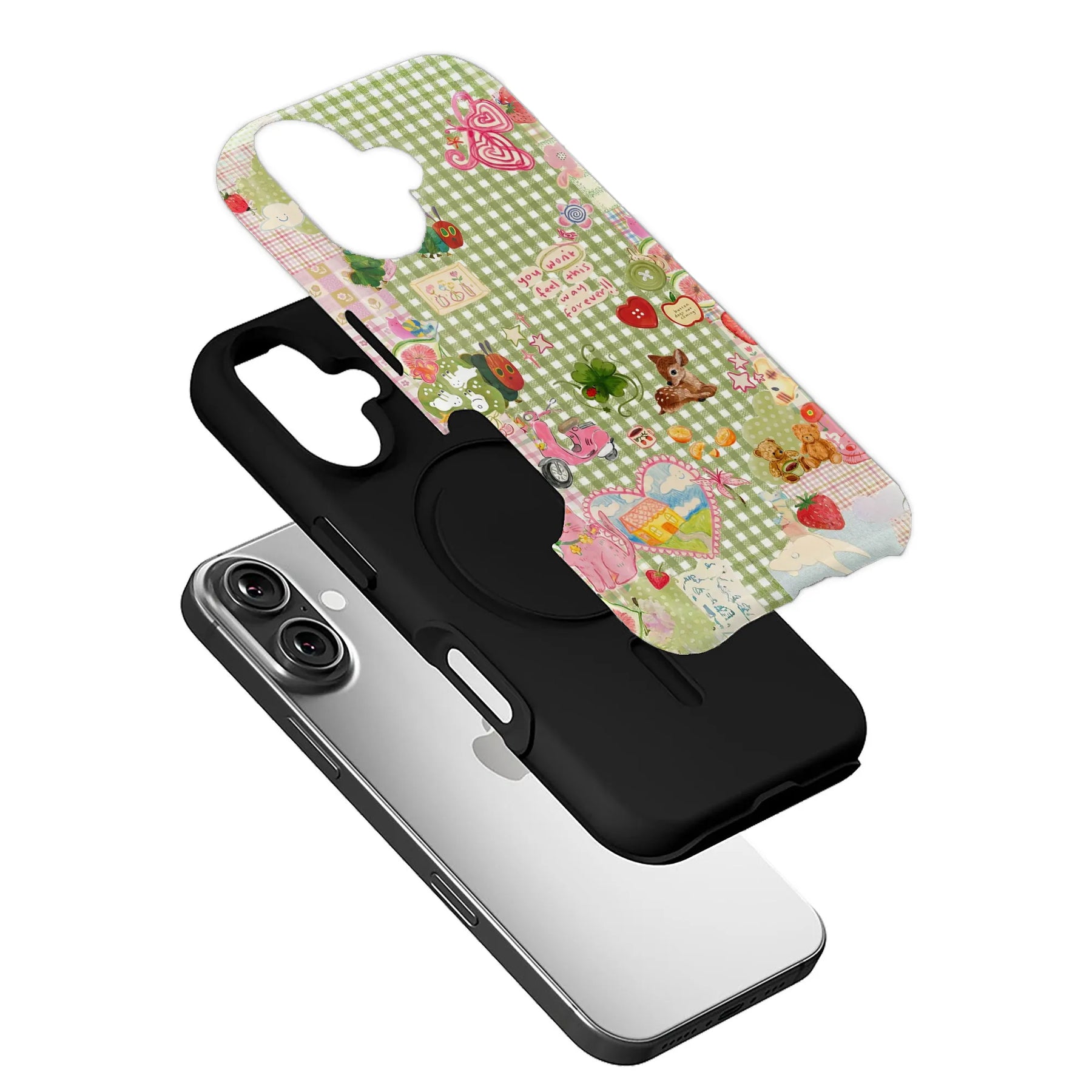 Bonita funda de teléfono con diseño de patchwork para una protección elegante