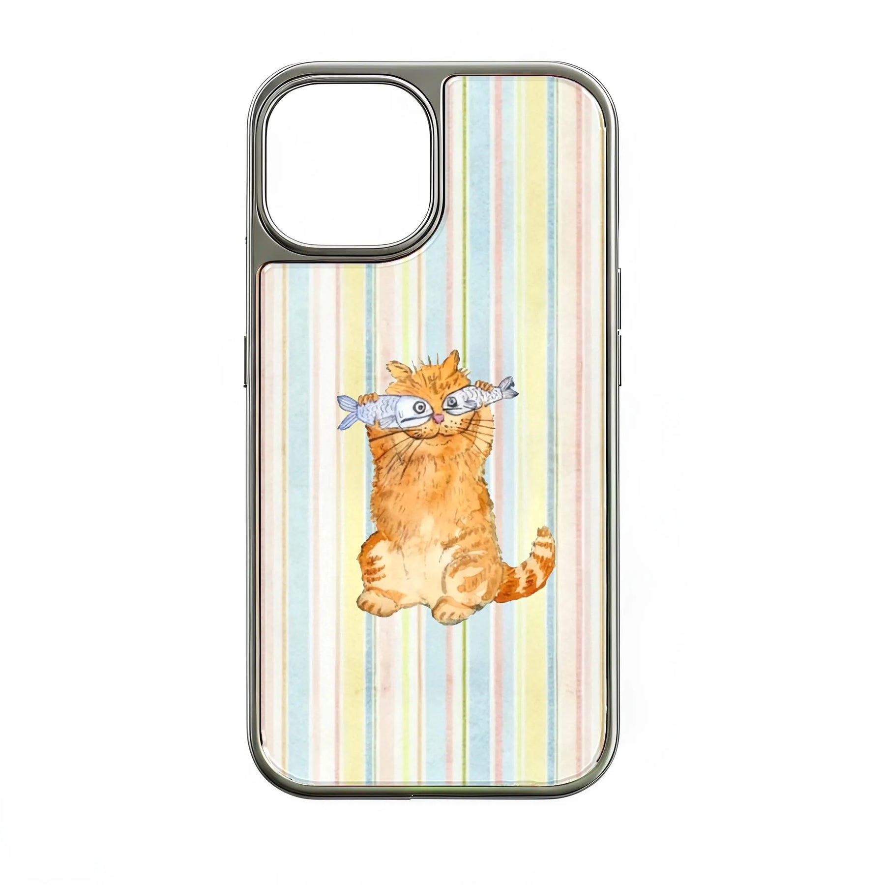 Funda holográfica cromada con diseño de gato - Adorable diseño de pez