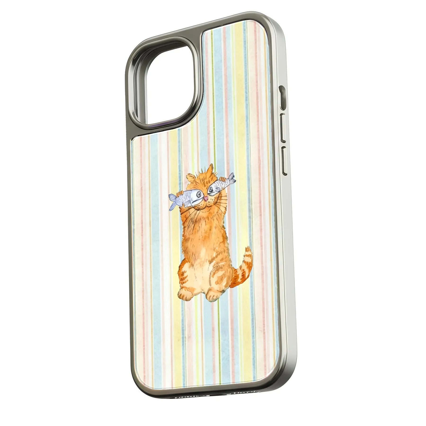 Funda holográfica cromada con diseño de gato - Adorable diseño de pez