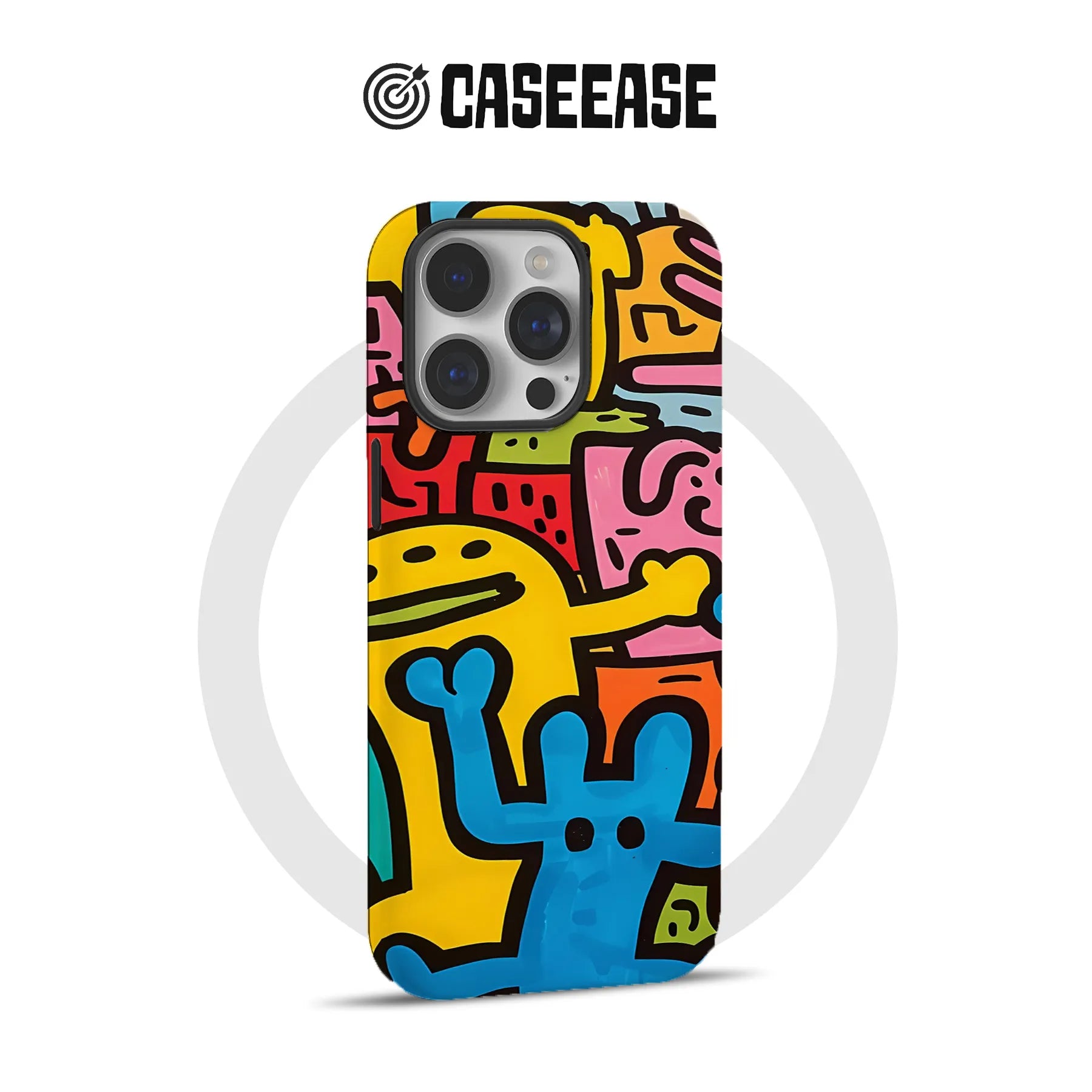 Vibrant Cartoon Pattern Phone Case for iPhone