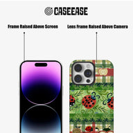 Funda para teléfono con estampado de mariquita y manzana