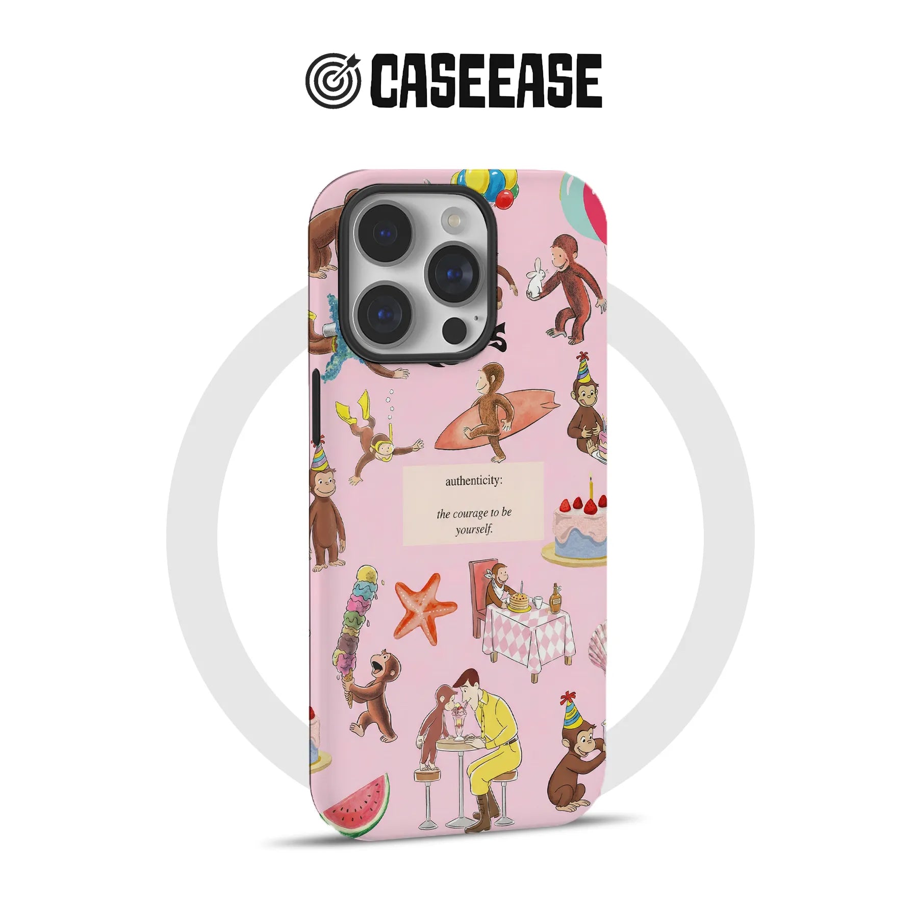 Funda para teléfono con temática de mono curioso