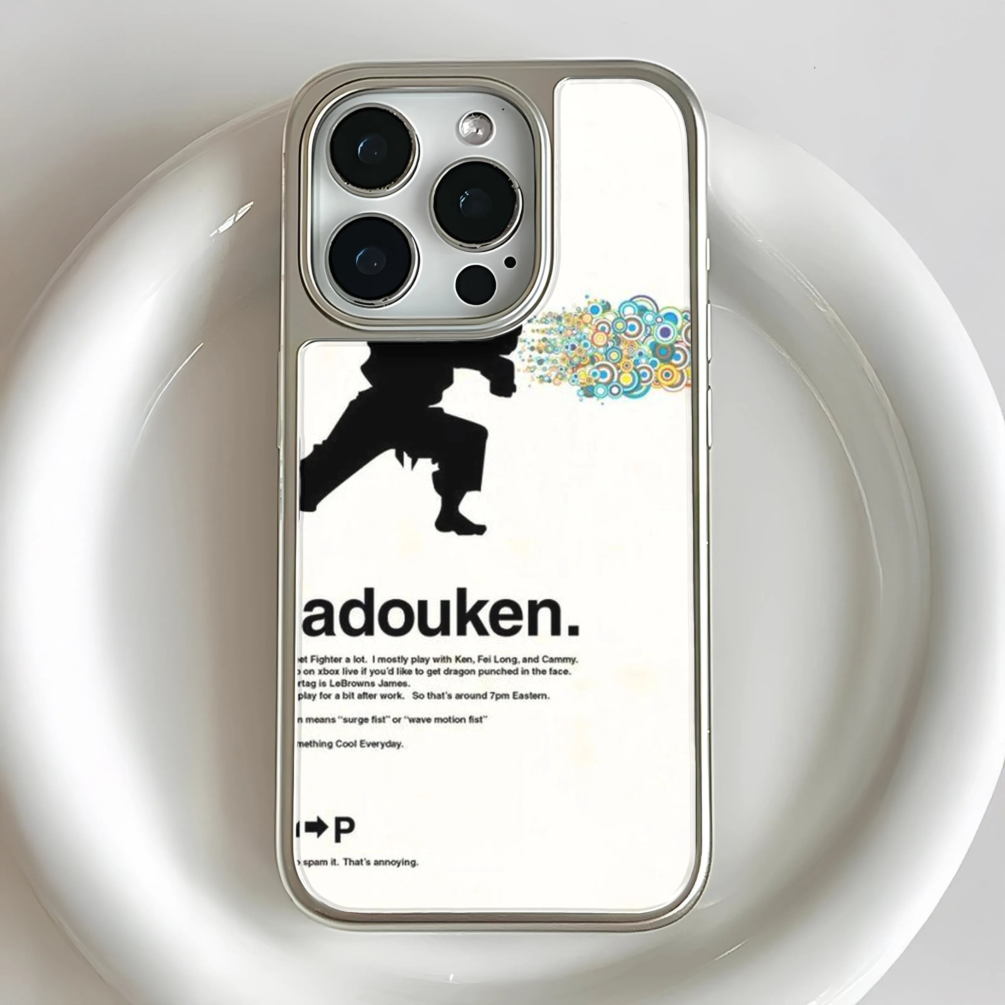 Holographic Chrome Adouken Phone Case - Artistic Gaming Design