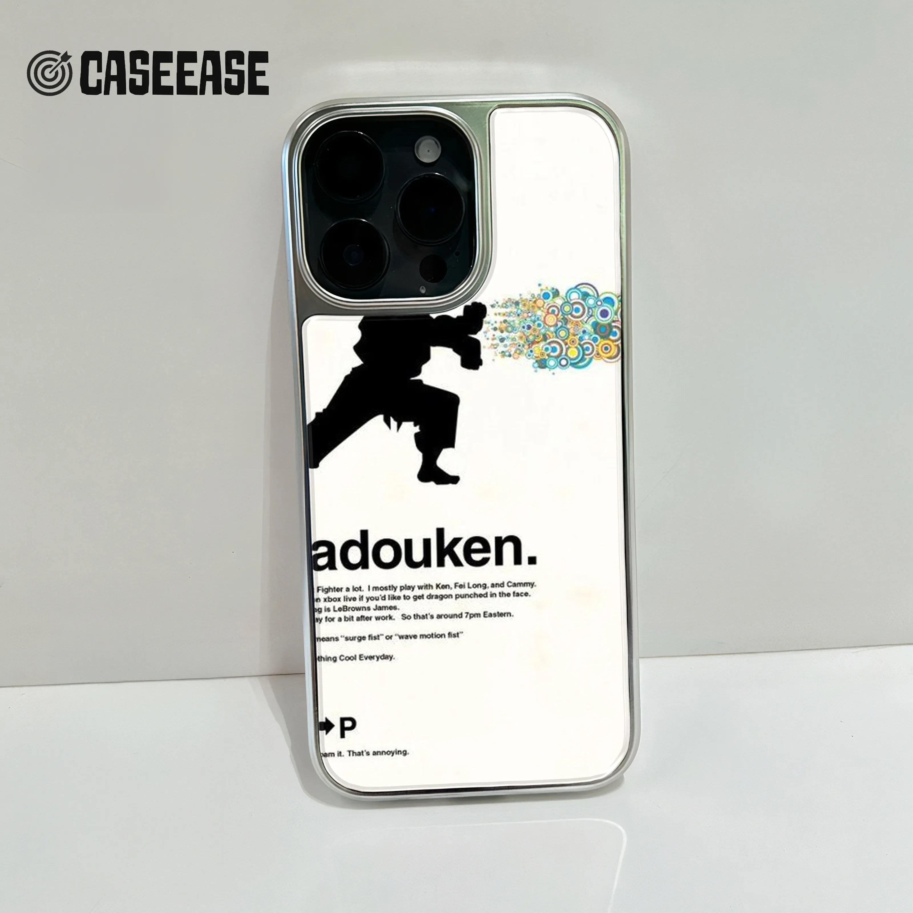 Holographic Chrome Adouken Phone Case - Artistic Gaming Design