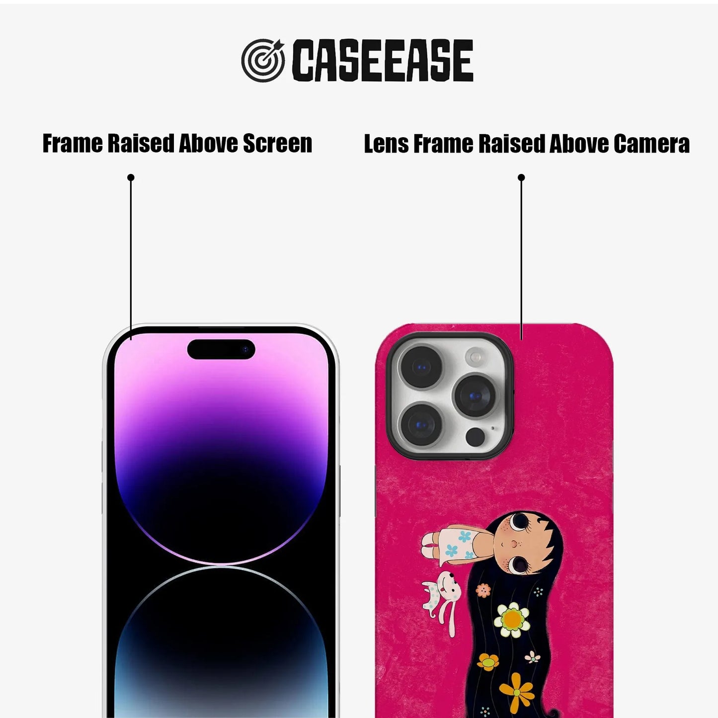 Cute Girl and Bunny Pink Phone Case