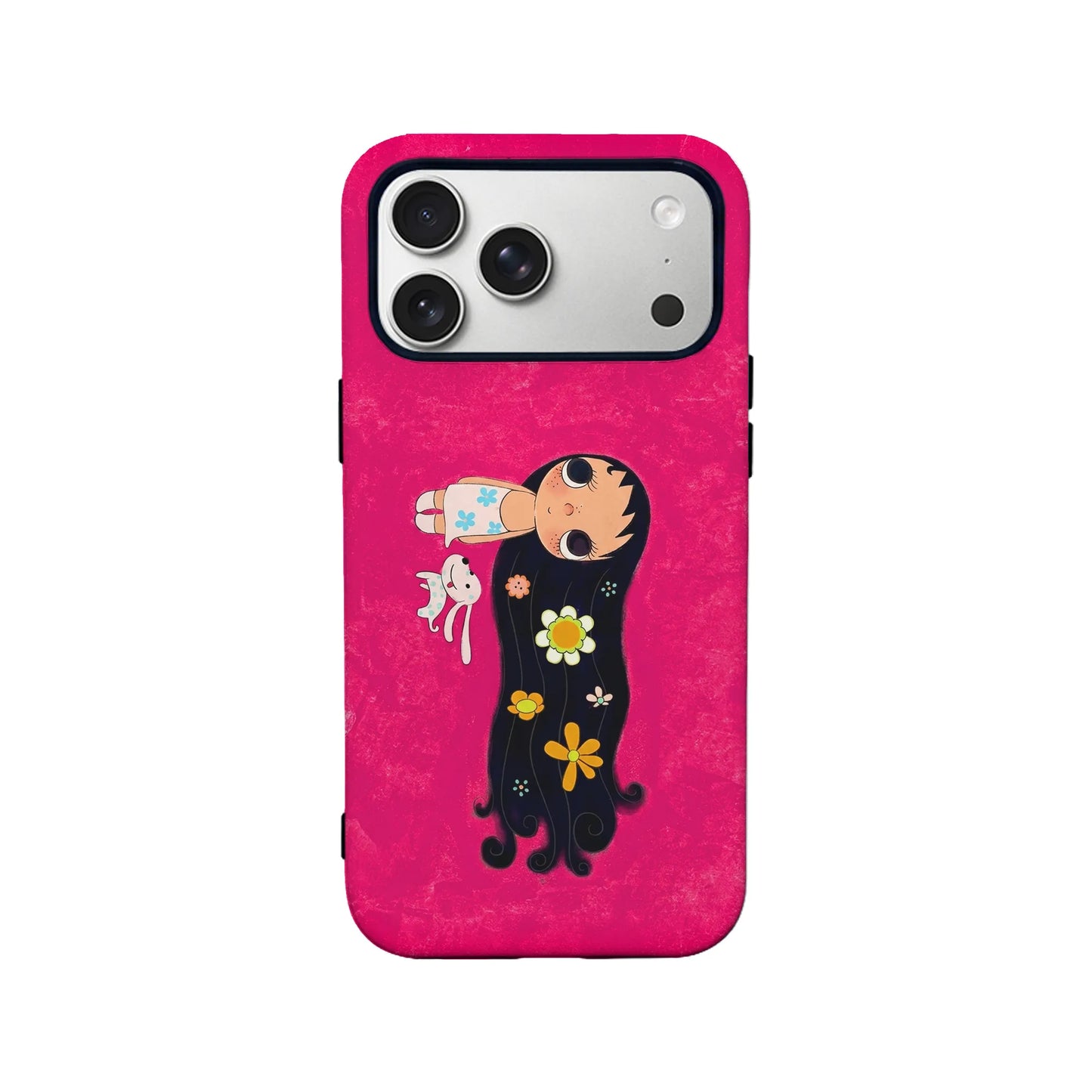 Cute Girl and Bunny Pink Phone Case