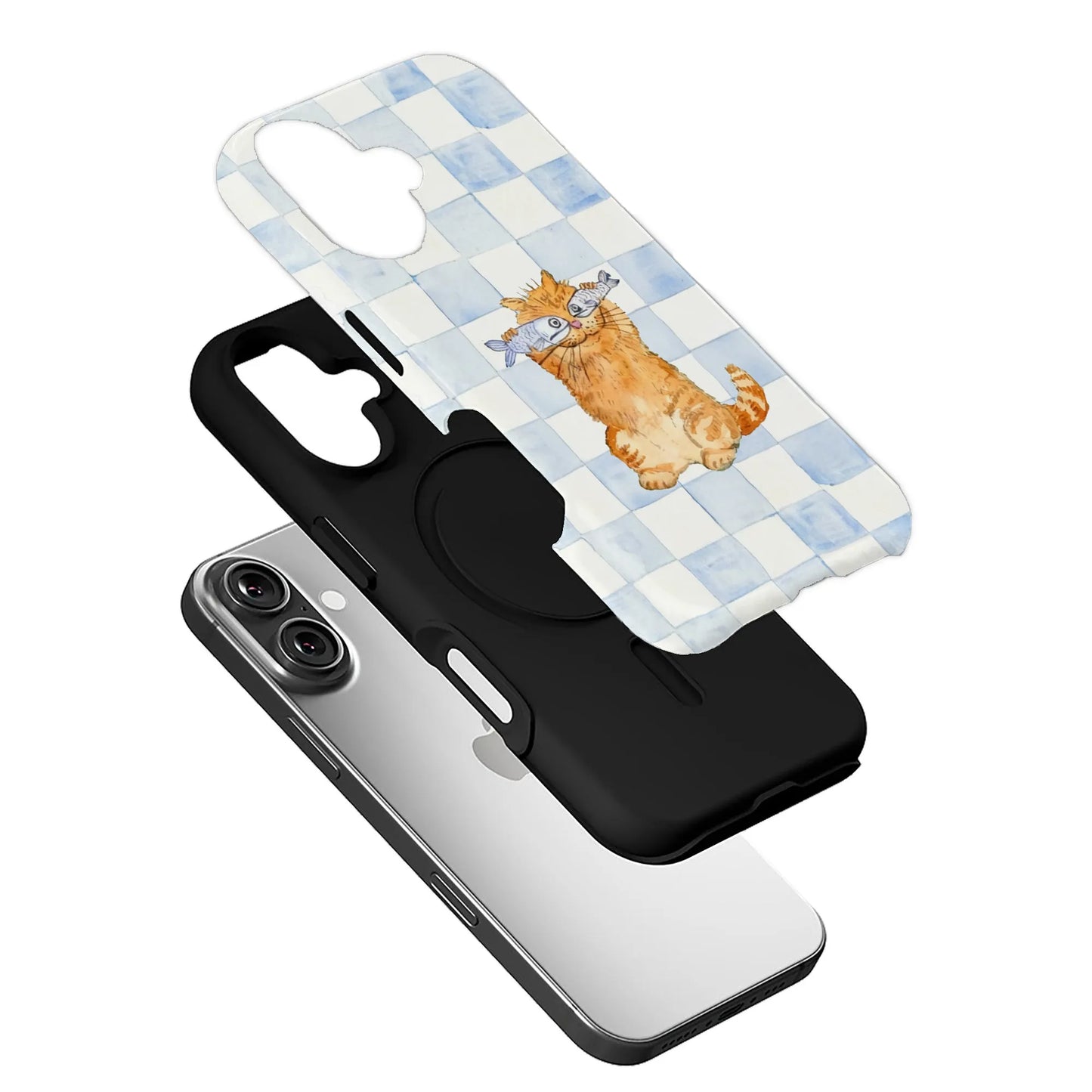 Cute Cat with Fish Phone Case